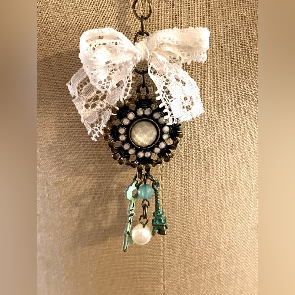 NEW!! Heart Pink Stone Necklace Peacock Earrings Set Handmade Design - Picture 14 of 15